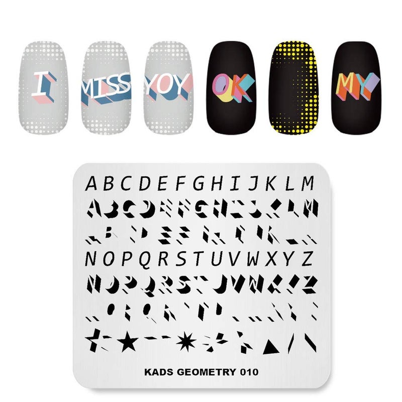 Rolabling Nail Stamping Plate Fashion Geometry Words Letters Stars Patterns Theme Multi-Pattern Stamp Print Image Stamp Template Nail Art for Nail Design - Image 1